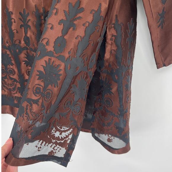 Vtg 90s Chico's Design Tunic Button Top Sz 2 Boho Sheer Burnout Whimsigoth Art - Picture 5 of 12